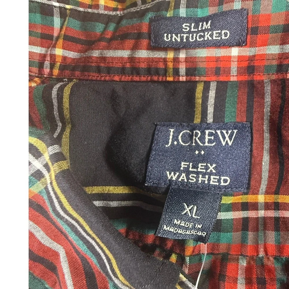 J. Crew Men's Slim Untucked Tartan Plaid Button Down Dress Shirt Size XL NEW
